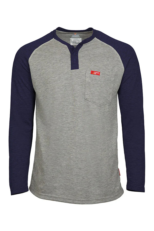 FRT-RHP-GYN - Flame-Resistant Raglan Sleeve Henley T-Shirt – 6oz