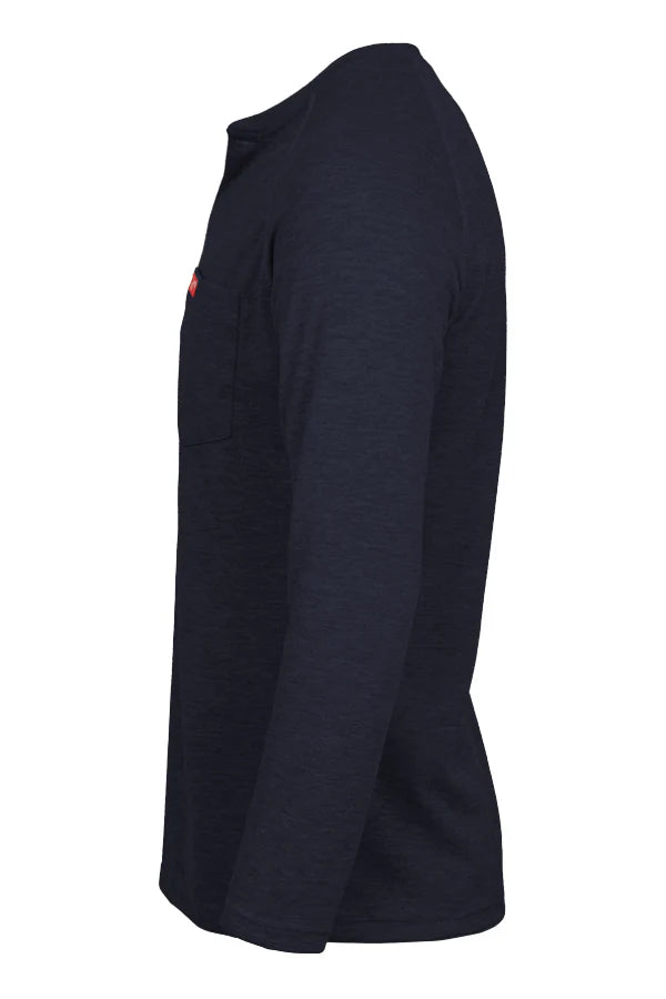 FRT-RHP-NVY - Flame-Resistant Raglan Sleeve Henley T-Shirt – 6oz