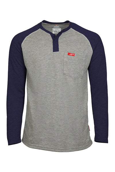 FRT-RHP-GYN - Flame-Resistant Raglan Sleeve Henley T-Shirt – 6oz FRT-RHP-GYN - Flame-Resistant Raglan Sleeve Henley T-Shirt – 6oz