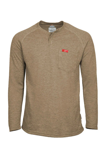 FRT-RHP-TAN - Flame-Resistant Raglan Sleeve Henley T-Shirt – 6oz