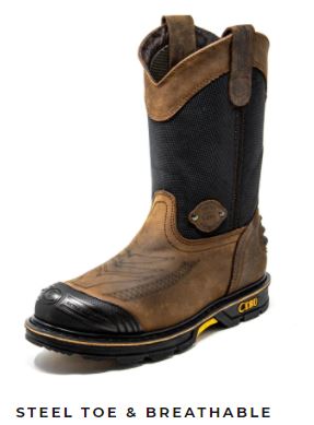 HL-200 STL/Black & Brown - Men's HL200 Steel Toe 10" Breathable Pull On Work Boot